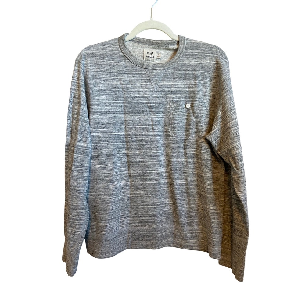 Flint and Tinder French Terry Pocket Crew Sweatshirt Grey Space Dye Mens Large